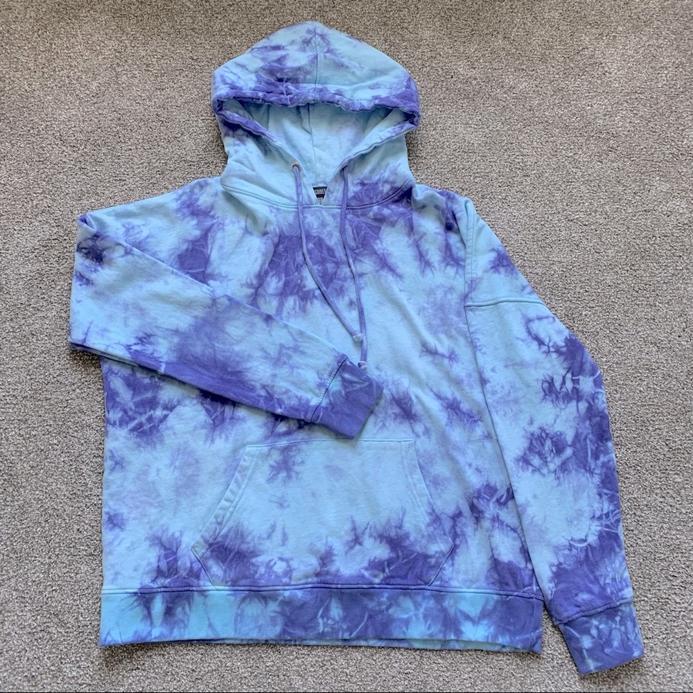 Missguided Blue Tie Dye Oversized Hoodie